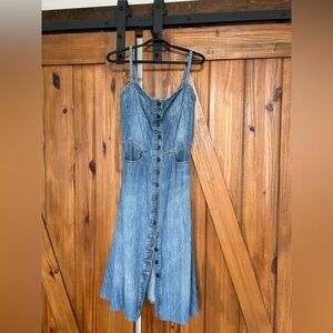 NWOT Driftwood 100% cotton Denim Button-Front Women’s flowy Jeans Dress
